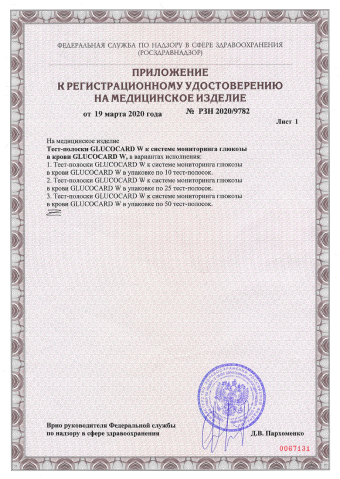 Регистрационное удостоверение на тест-полоски